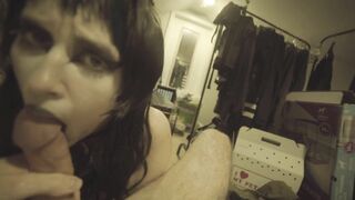 Hot Goth Puppy Slut Fills Cup with Spit and Gets Fucked with it ( Dog Cage )