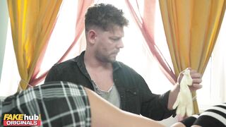 HOT Tattooed Brunette with Perfect Body Fucked during her Tattoo - FAKEhub