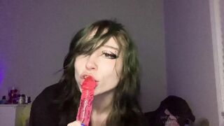 Dumb Emo Spits n Explores new Gummy Worm Double Dildo