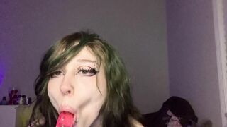 Dumb Emo Spits n Explores new Gummy Worm Double Dildo