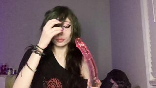 Dumb Emo Spits n Explores new Gummy Worm Double Dildo