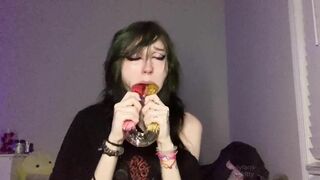 Dumb Emo Spits n Explores new Gummy Worm Double Dildo
