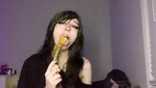 Dumb Emo Spits n Explores new Gummy Worm Double Dildo