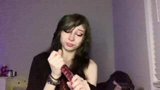 Dumb Emo Spits n Explores new Gummy Worm Double Dildo