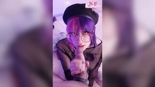 Nerdy Emo Girl Blowjob Gets Glasses Dirty Close up Vertical POV Kakao Chan