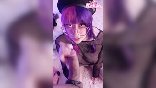 Nerdy Emo Girl Blowjob Gets Glasses Dirty Close up Vertical POV Kakao Chan