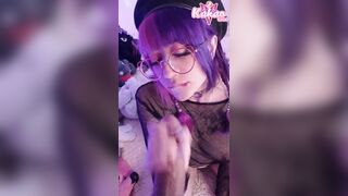 Nerdy Emo Girl Blowjob Gets Glasses Dirty Close up Vertical POV Kakao Chan