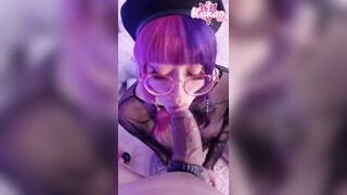 Nerdy Emo Girl Blowjob Gets Glasses Dirty Close up Vertical POV Kakao Chan