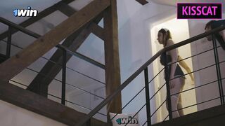 Busty Maid's first Day: Naked Man, Cock Washing with Blowjob, Night Surprise Sex with Creampie