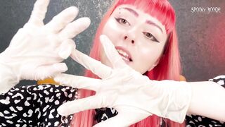 Goth Girl makes you Horny and Jerks you off in Gloves on only first Date!