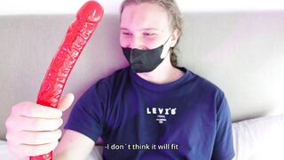 Trying a DOUBLE SIDE DILDO with my Step Brother