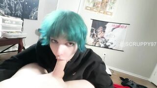 Emo Girl uses Throat and Huge Tits to Milk Big Dick and Gets Facial