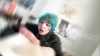 Emo Girl uses Throat and Huge Tits to Milk Big Dick and Gets Facial