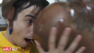 MILFED - very Horny Housewife Ebony Mystique Cheats on her Husband with the Delivery Boy