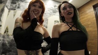 Two Goth Sluts Suck a Cock and Walk outside with a Thick Facial - my first Cum Walk!