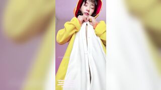 Cute Asian Fit Girl Gets Dripping Wet and Super Horny from being Naked under a Kigurumi Onesie