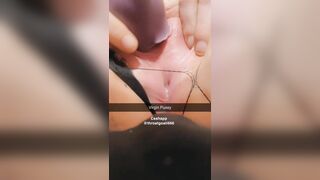 Cumming through my Fishnets Pink Tight Virgin Pussy
