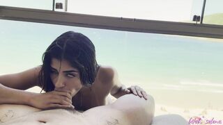BitchSelena - Brunette with a Big Ass Fucking her Asshole on the Beach