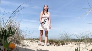 One Day at the Public Nudist Beach in Portugal. Naked Tennis and Masturbation near Strangers. Part 1
