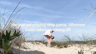 One Day at the Public Nudist Beach in Portugal. Naked Tennis and Masturbation near Strangers. Part 1