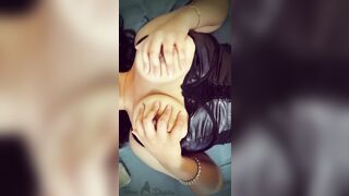 GOTHIC GIRL IS HOT RIGHT NOW AND TOUCHES HER HUGE NATURAL TITS WITH BROWN NIPPLES