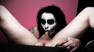 Black Metal Goth Deepthroats so Good that she Gets two Throatpies