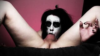 Black Metal Goth Deepthroats so Good that she Gets two Throatpies
