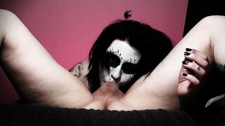 Black Metal Goth Deepthroats so Good that she Gets two Throatpies