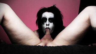 Black Metal Goth Deepthroats so Good that she Gets two Throatpies