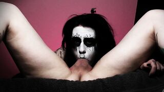 Black Metal Goth Deepthroats so Good that she Gets two Throatpies