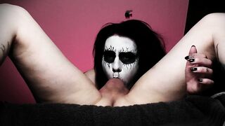 Black Metal Goth Deepthroats so Good that she Gets two Throatpies