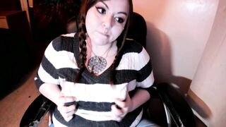 Goth BBW Sucks on her Tits