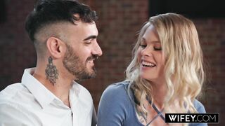 WIFEY Tiny Hotwife Sammm next Door Holds Hubby's Hand while she Devours Monster BBC