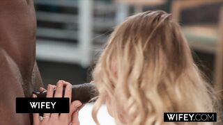 WIFEY Tiny Hotwife Sammm next Door Holds Hubby's Hand while she Devours Monster BBC