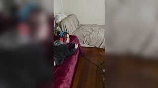 Distracting Goth Gamer Girl with Cock. Partial POV