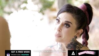 BURNING ANGEL - Perfect Tattooed Superstar Joanna Angel Gets her Troat and Pussy Fucked