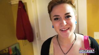 Inked Hottie Micah Sucks a Cock and Gets her Mouth Jizzed!