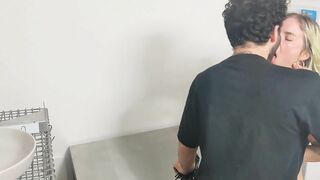 Rough and Wild in the Kitchen! Throat Fuck Ends in a Pool of Squirt