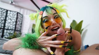 Duo Gets her Deep Throat Tight Pussy and HUGE TITS FUCKED - COSPLAY - little Puck