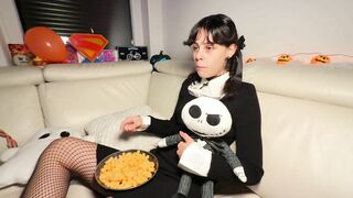 My little STEP SISTER is Wednesday Addams for Halloween