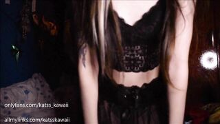 Gothic Girl Dances in her Room and then Rides a Huge Cock until he Cums!