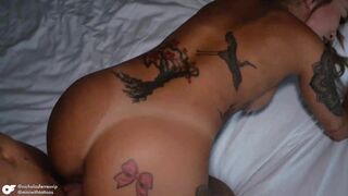 Tatted Asian Girl with Long Nipples Gets Fucked and Swallows a Huge Load - Linda Lan