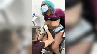 Thick Big Booty Ebony getting her Nipples Pierced in Miami & Fucks Piercing Guy!