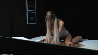 Passionate and Hard Sex with a Hot Big Natural Tits Cowgirl who Loves to Swallow Cum