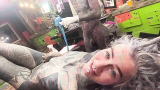 Girl Gets Fucked from Tattoo Artist after the Session in the Studio