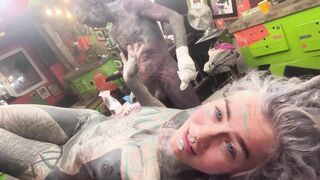 Girl Gets Fucked from Tattoo Artist after the Session in the Studio