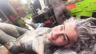 Girl Gets Fucked from Tattoo Artist after the Session in the Studio