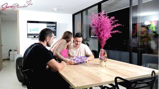 Cuckold Watching Movies while his Wife Fucks a Big Cock - Sara Blonde Duncan Saint