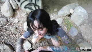 Real Teens - Sexy Tattooed Teen Lysagna DelRay Flashing and Fucking under the Bridge