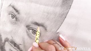 Wife Draws Husband and Lets him Creampie